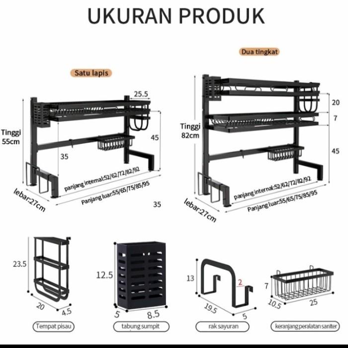 Rak Cuci Piring Wastafel Stainless Steel 304 Premium Rak Dapur