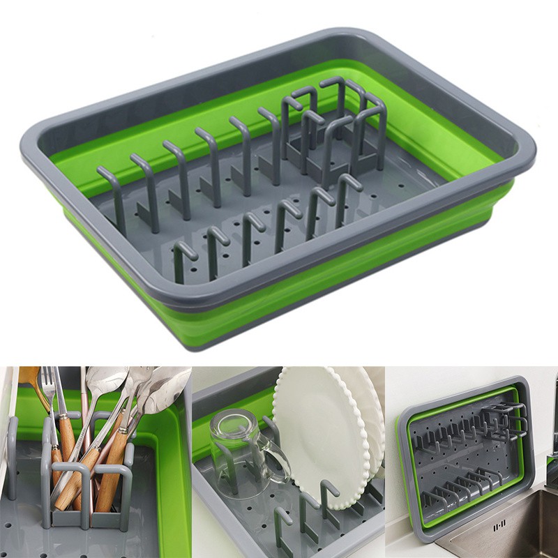 AsyPets Rak Pengering Dapur Piring Gelas Foldable Collapsible Drainer