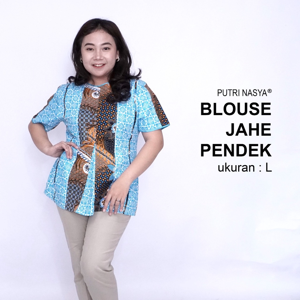 Atasan Batik Jumbo Wanita Blouse Big Size Wanita Kerja Jumbo S-M-L-XL-2L-3L-4L-5L-6L-7L Model Blus Jumbo Seragam Batik / Pakaian Batik Kekinian Bigsize Terbaru Bahan Katun / Pakaian Batik Kantor Formal LD 140 Terkini Modern Trendy Wanita