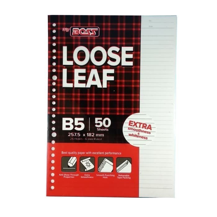 

Sinar Dunia Kertas Binder Big Boss Loose Leaf Bergaris B5 50 Lembar