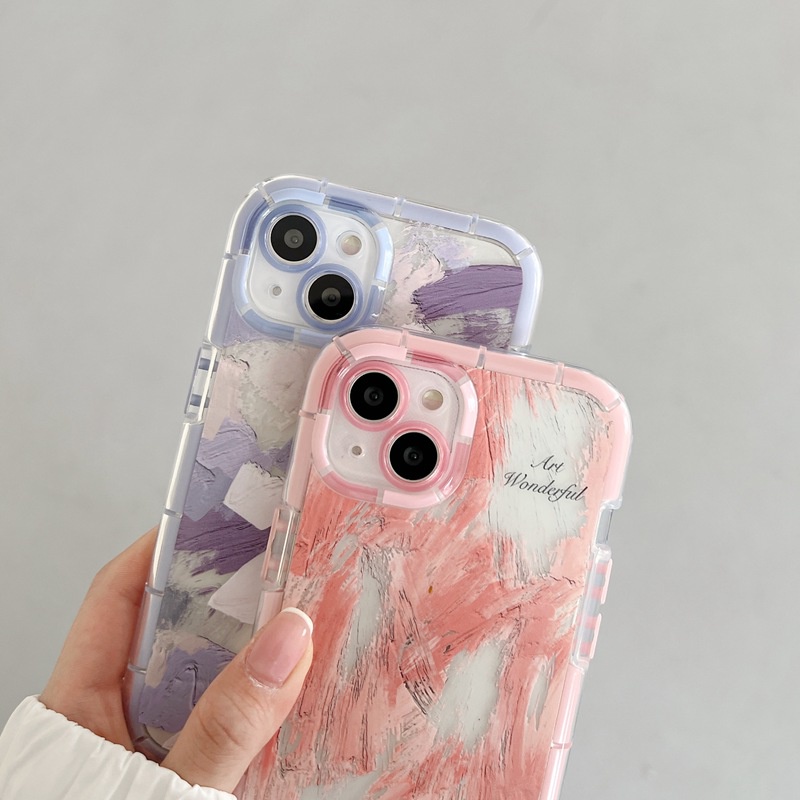 Bersinar Pada Malam Hari Bercahaya Soft Case untuk IPhone Xr Xs Max Ip Apple IPhone 11 12 13 14 Pro Max Hadiah Wanita Ungu Pink Graffiti Brush Silicone Cover Casing Ponsel