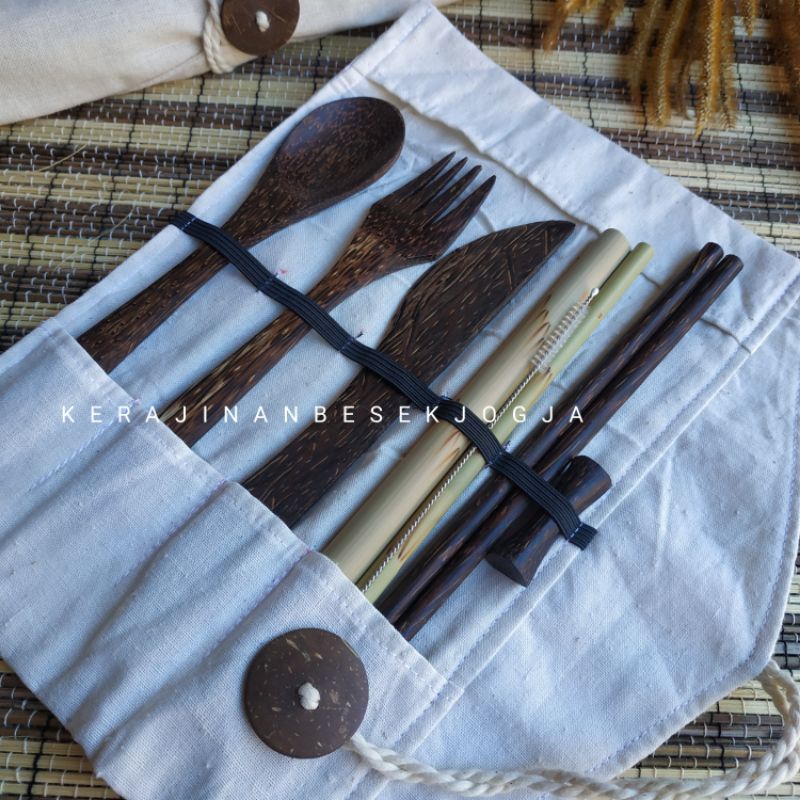 SET ALAT MAKAN KAYU AREN  | cutlary kayu aren