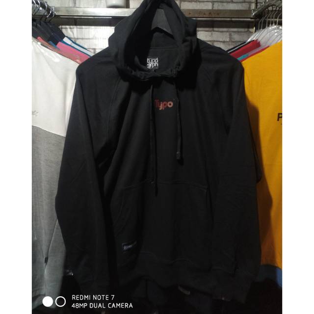 Jaket Jumper Hoodie Finger Typogrph M-XL Hitam