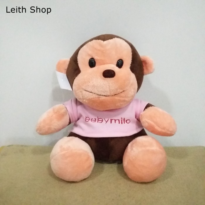 Boneka Baby Milo Baju Pink Millo Kartun Plush Doll Monkey Monyet Lucu
