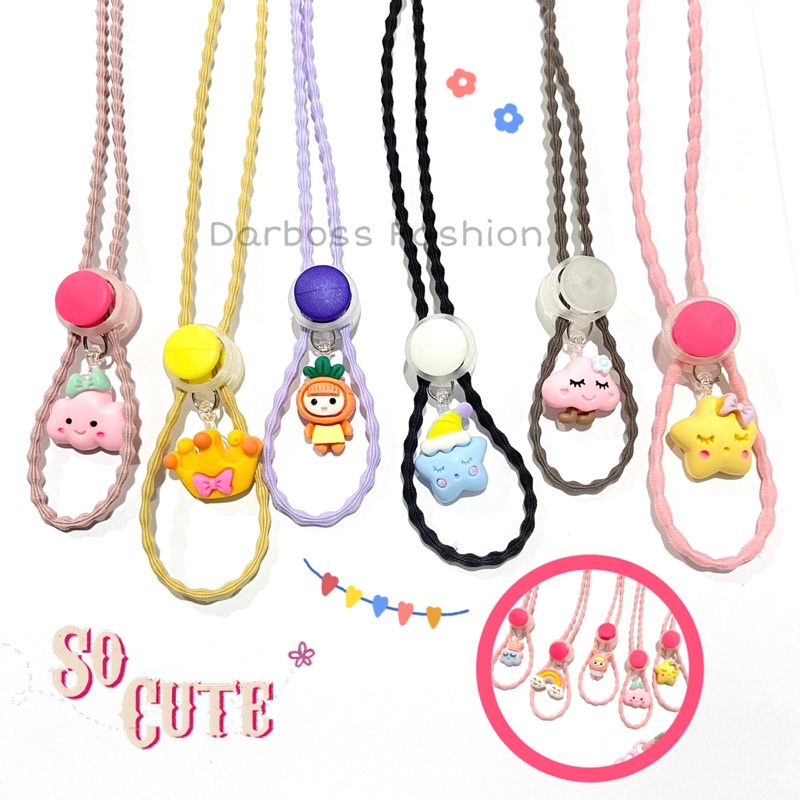 (PART 3 CR) Strap masker 2 in 1 bisa CUSTOM NAMA/ Pengait Masker / Tali masker ANAK / kalung masker / konektor masker hijab headloop / clay resin pastel / stopper warna / lanyard