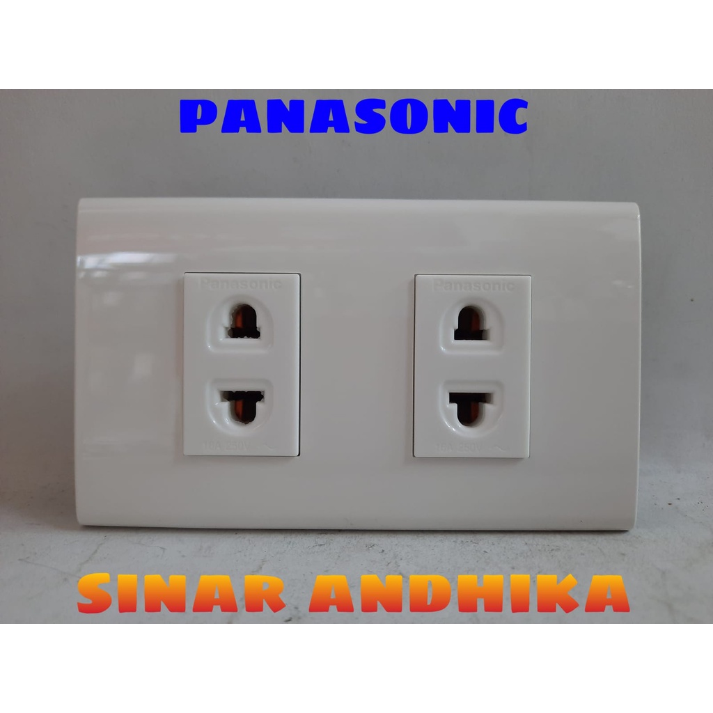 STOP KONTAK DOUBLE UNIVERSAL PUTIH (A MODE) PANASONIC WEHJ 6802W+WEJ 10919