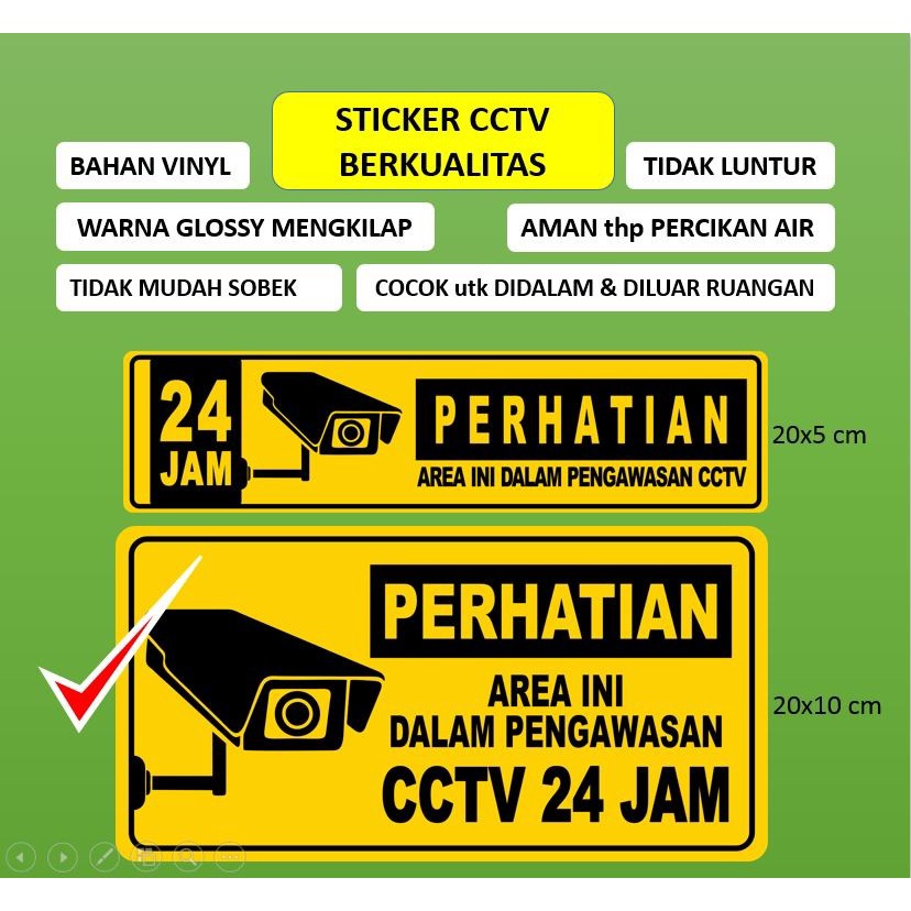 SIGN Stiker CCTV Sticker Area Ini Dalam Pengawasan CCTV 24 jam PANJANG