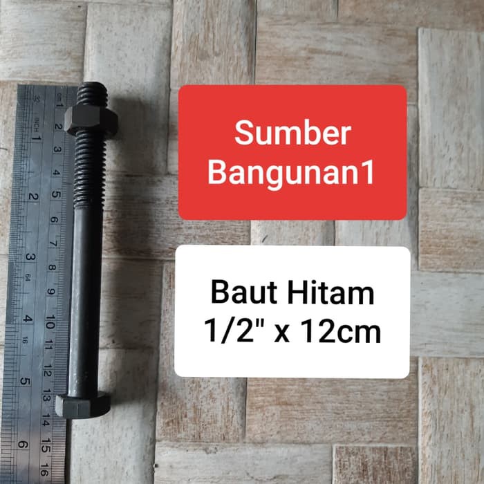 Baut Hitam panjang 1/2" x 12cm baut kunci 19
