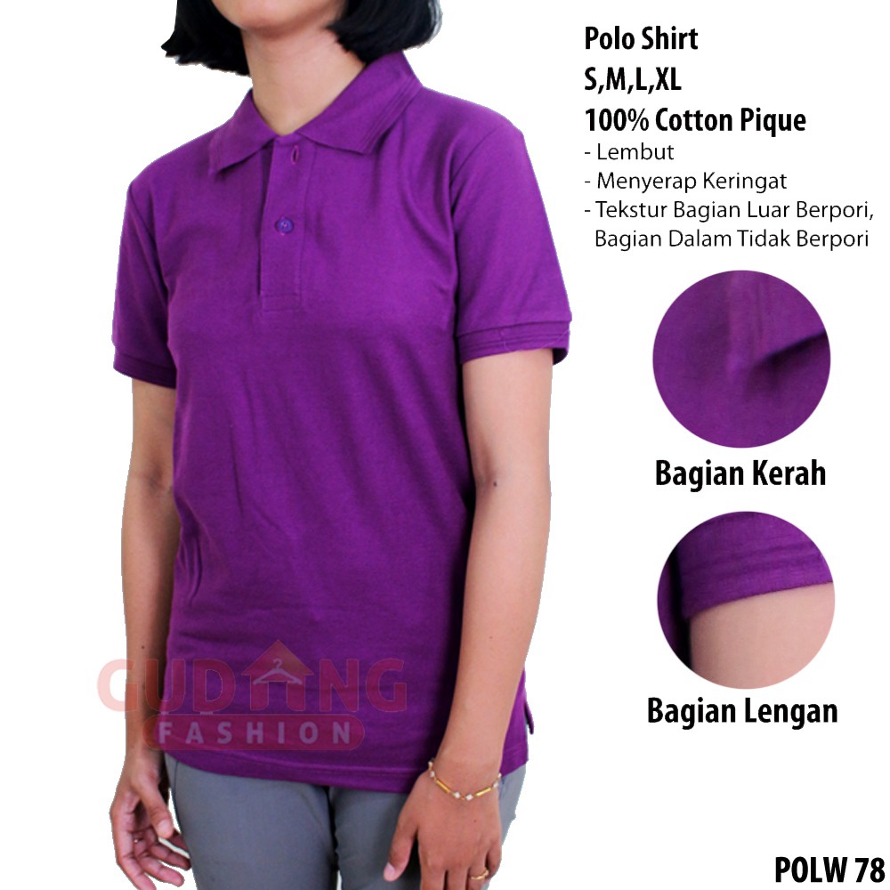 Kaos Pendek Wanita Polos Berkerah - POLW 78