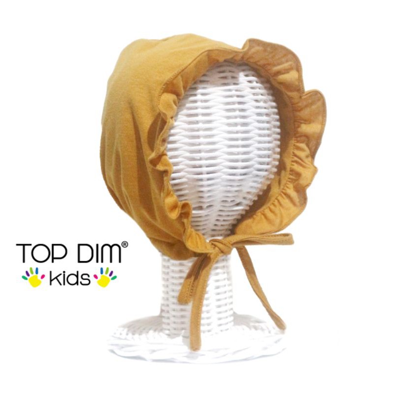 Topdimkids Topi Bonet Ruffle Bonet Topi Noni Bonet Renda Topi Bayi Aksesoris Anak Bayi Polos Basic-Mustard