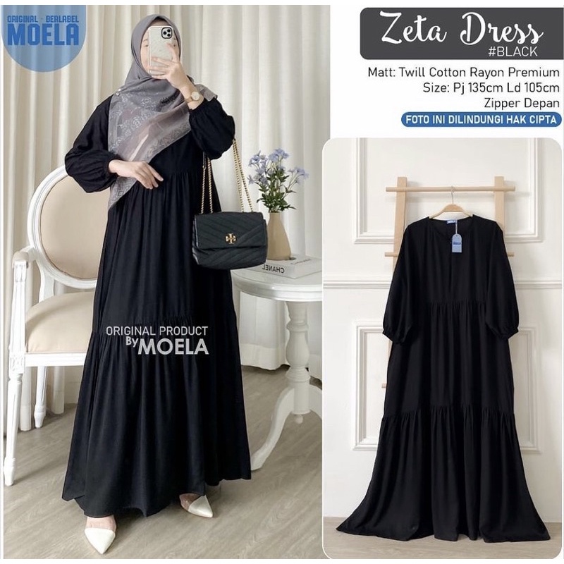 #2 DRESS MOELA POLOS SERBA HITAM TWILL RAYON PREMIUM