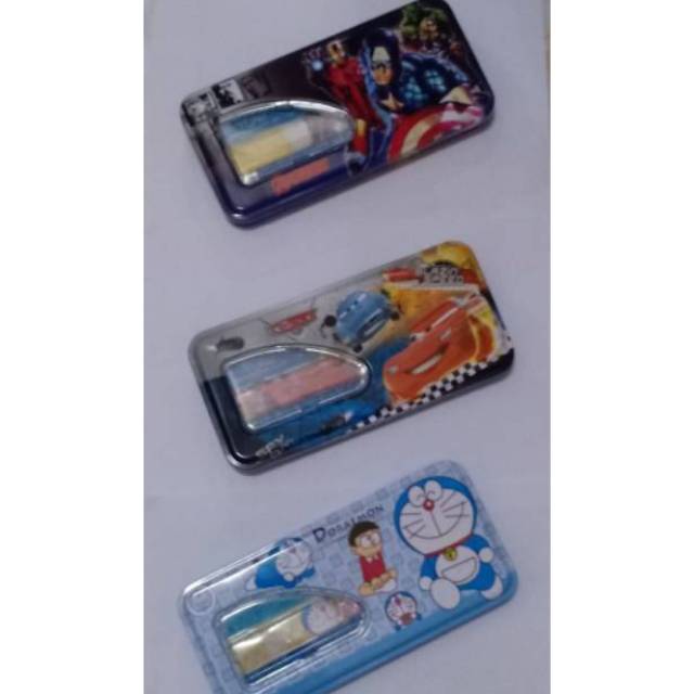 

Tempat pensil disney pencil case kotak pensil potlot kostak kaleng + isi besar sd-03
