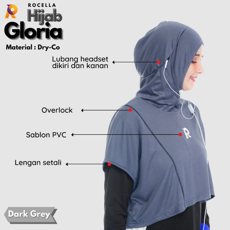 NEW-Hijab Jilbab Kerudung Sport Sporty olahrga instan sepeda wanita muslimah terbaru Rocella Gloria-4