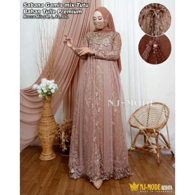 GAMIS BRUKAT TILLE LAYLA MODEL TERBARU/MOTIF TERBARU GAMIS KODANGAN/PESTA DRESS KONDANGAN-3