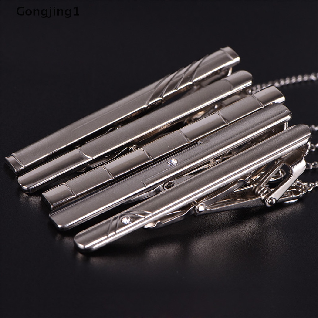 Gongjing1 Klip Penjepit Dasi Bahan Stainless Steel Warna Silver Untuk Pria