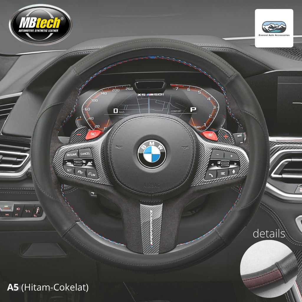 Cover Sarung Stir Steering Wheel Cover Bahan Kulit Universal Diameter 38cm - 40cm kulit MB Tech