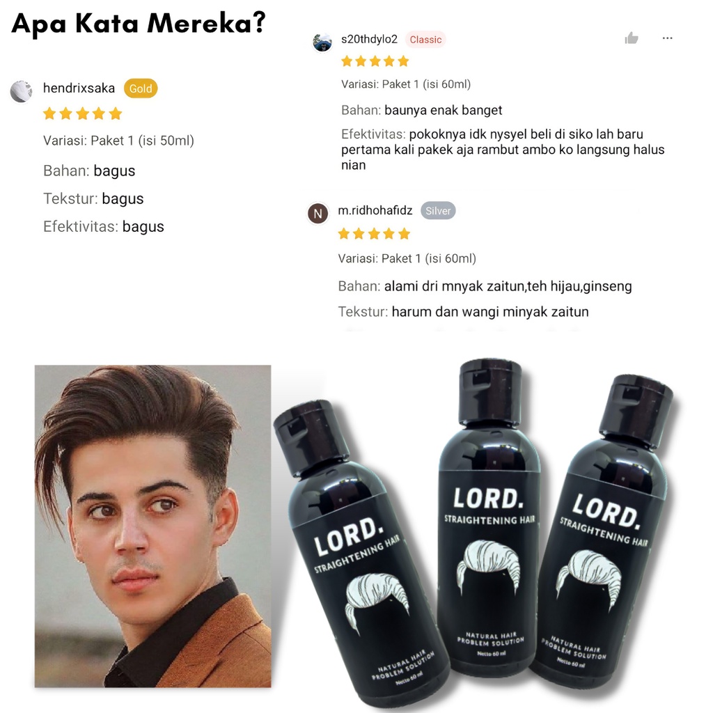 Lord Pelurus Rambut Alami Straightening Hair Pria dan Wanita Tanpa Catok Terlaris