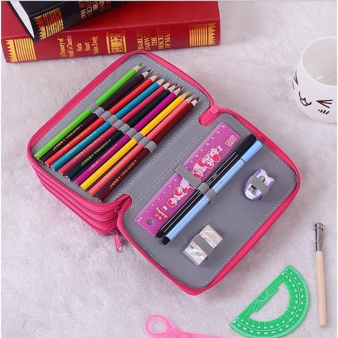 

4-Layers Pencil Case Box Cosmetic Pen Pouch Bag Storag Bag - KSY161 - Abu