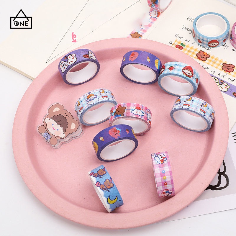 COD❤1 Pc Hewan Lucu Washi Tape Decor Masking Tape Jurnal Scrapbook Dekorasi DIY A one