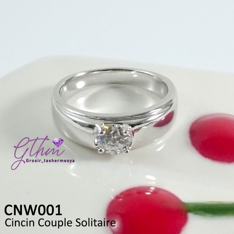 Cincin Pasangan Couple Single Pengantin Emas Silver Mata Kristal Swaroski CNG001