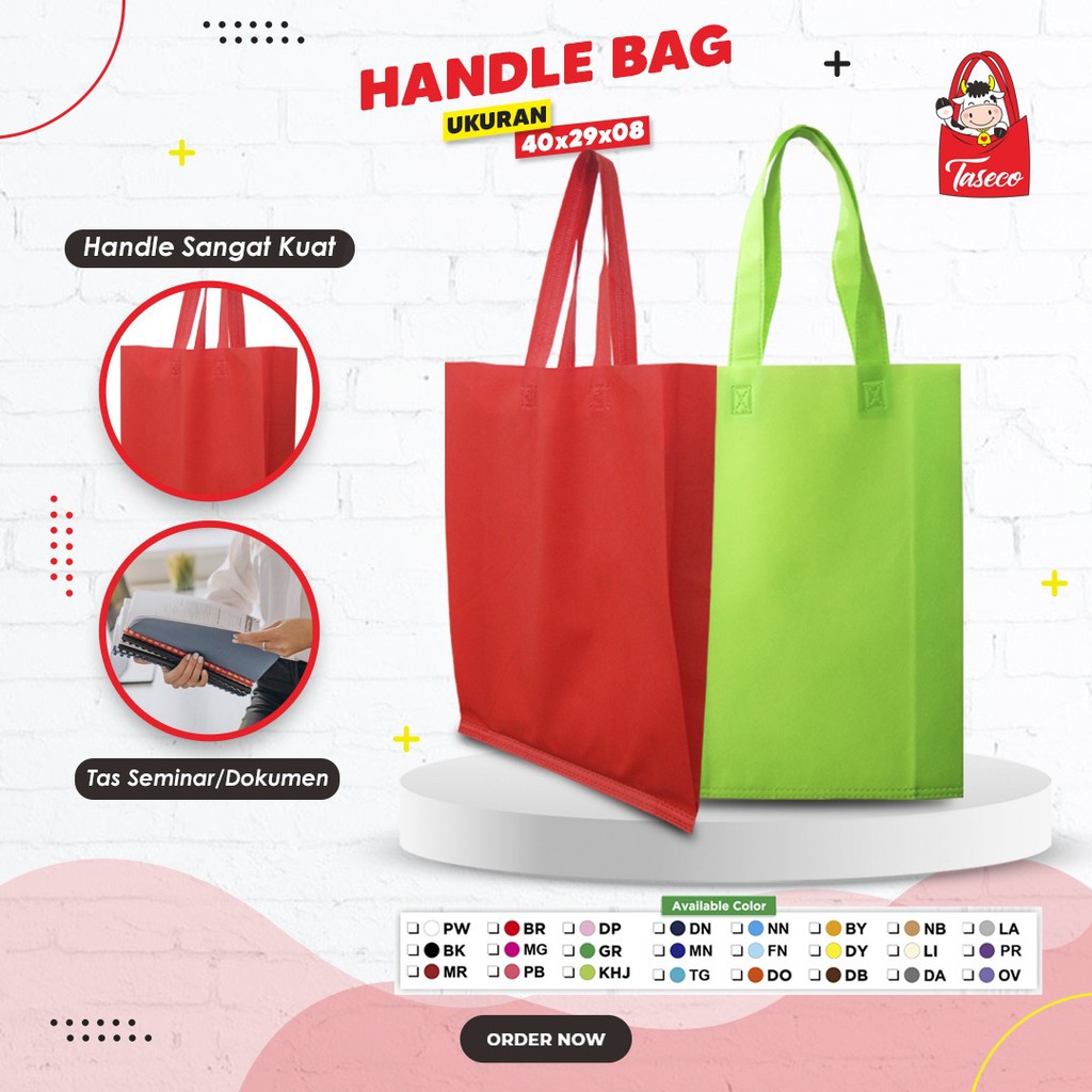 

Tas Spunbond Non Moven Handle Bag Tas Spunbond Lipat Samping 40x29x8