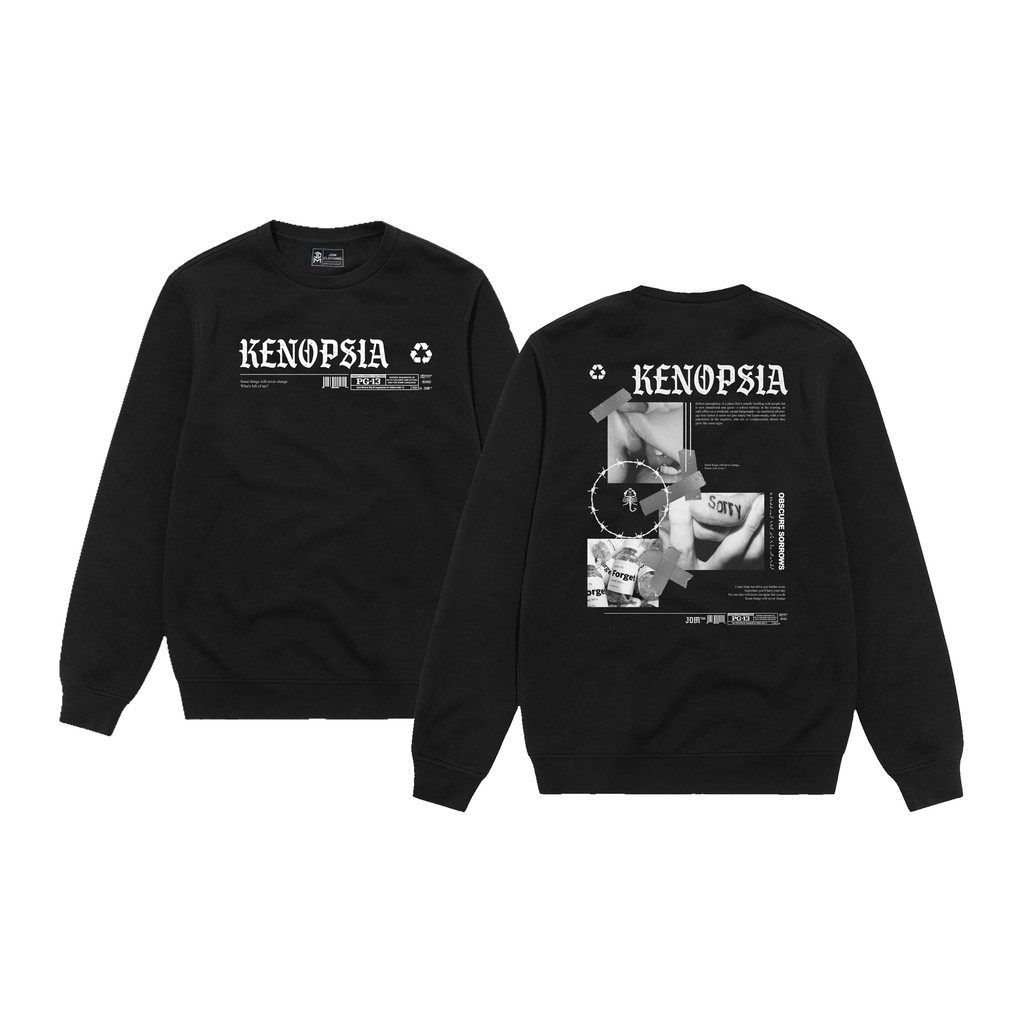 Crewneck Black Motif Simpel Pria dan Wanita Premium Quality-3