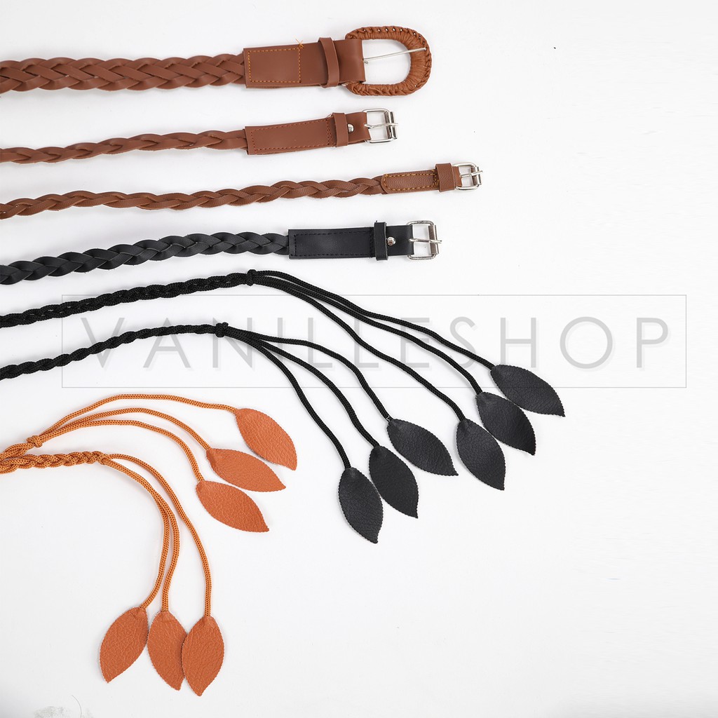 VANILLESHOP - Ikat Pinggang Wanita Belt KOREA Strap Kepang Daun