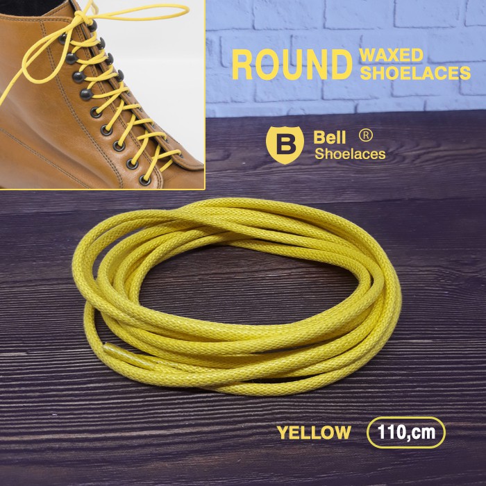 Tali Sepatu Cotton Lilin Kuning 110cm ( Round Waxed Shoelace )