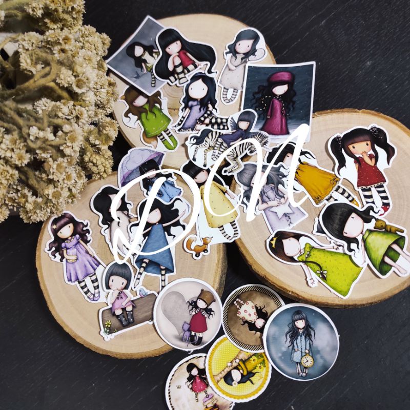 

isi 23 pcs stiker kertas boneka gorjuss sticker aksesoris kertas glossy