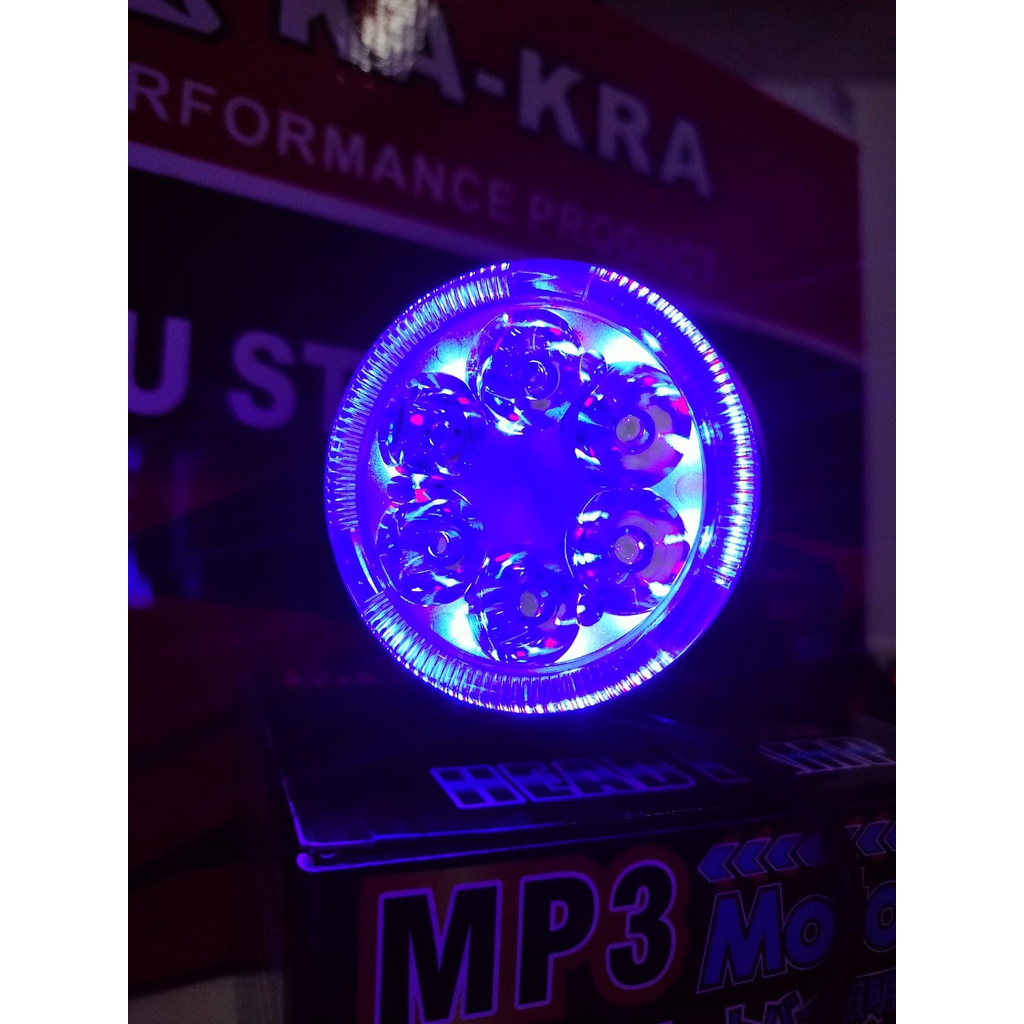 Foglamp LED MP3 Bluetooth 89mm / 3.5 Inci Inch Projector Angel Eyes Universal Motor Mobil 89 mm Lampu Kabut Foglight