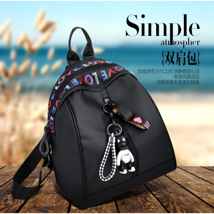 Tas Ransel Wanita Backpack Fashion Import Korean Style Mini Love Edition Gantungan