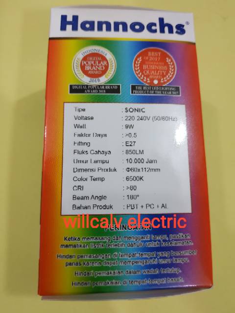 LAMPU LED HANNOCHS SONIC 9W 9WATT 9 WATT - LAMPU LED HANNOCH SONIC 9W 9WATT 9 WATT CAHAYA PUTIH