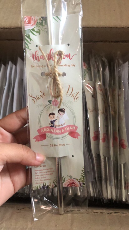 Souvenir Pernikahan Sedotan Stainless Steel Ramah Lingkungan