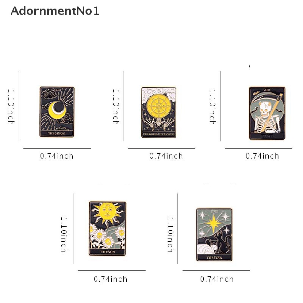 (AdornmentNo1) Bros Pin Enamel Bentuk Kartu Tarot / Tengkorak / Kelelawar Untuk Aksesoris Tas Ransel