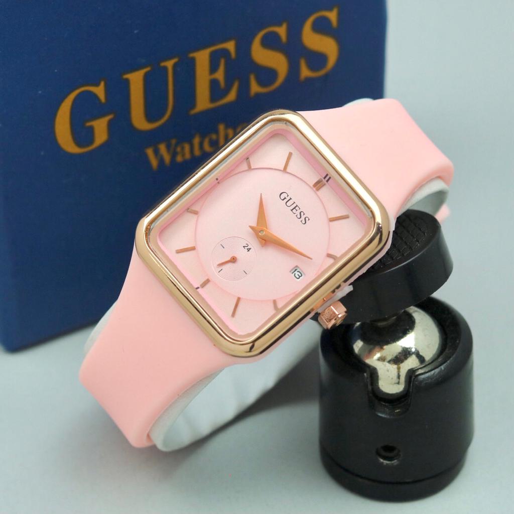 Grosiran Jam Tangan Wanita Guess 9038YK Analog Tanggal Aktif Strap Rubber (COD)