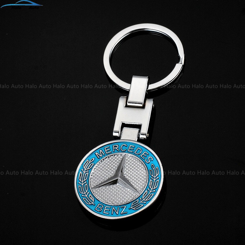 Halo Gantungan Kunci Mobil 3D Logo Mercedes Benz Bahan Metal Stainless Steel