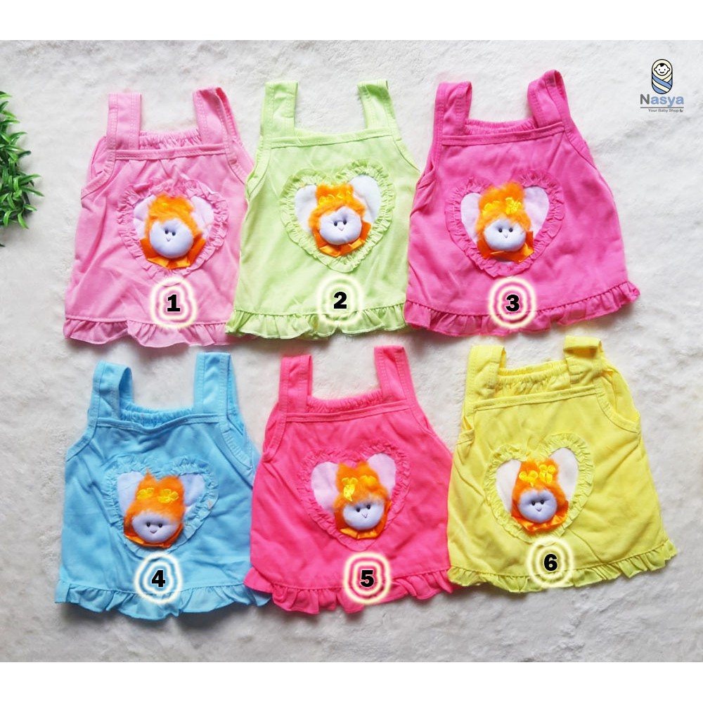 [N-048] Setelan Baju dan Celana Pendek Anak Perempuan dengan boneka Timbul