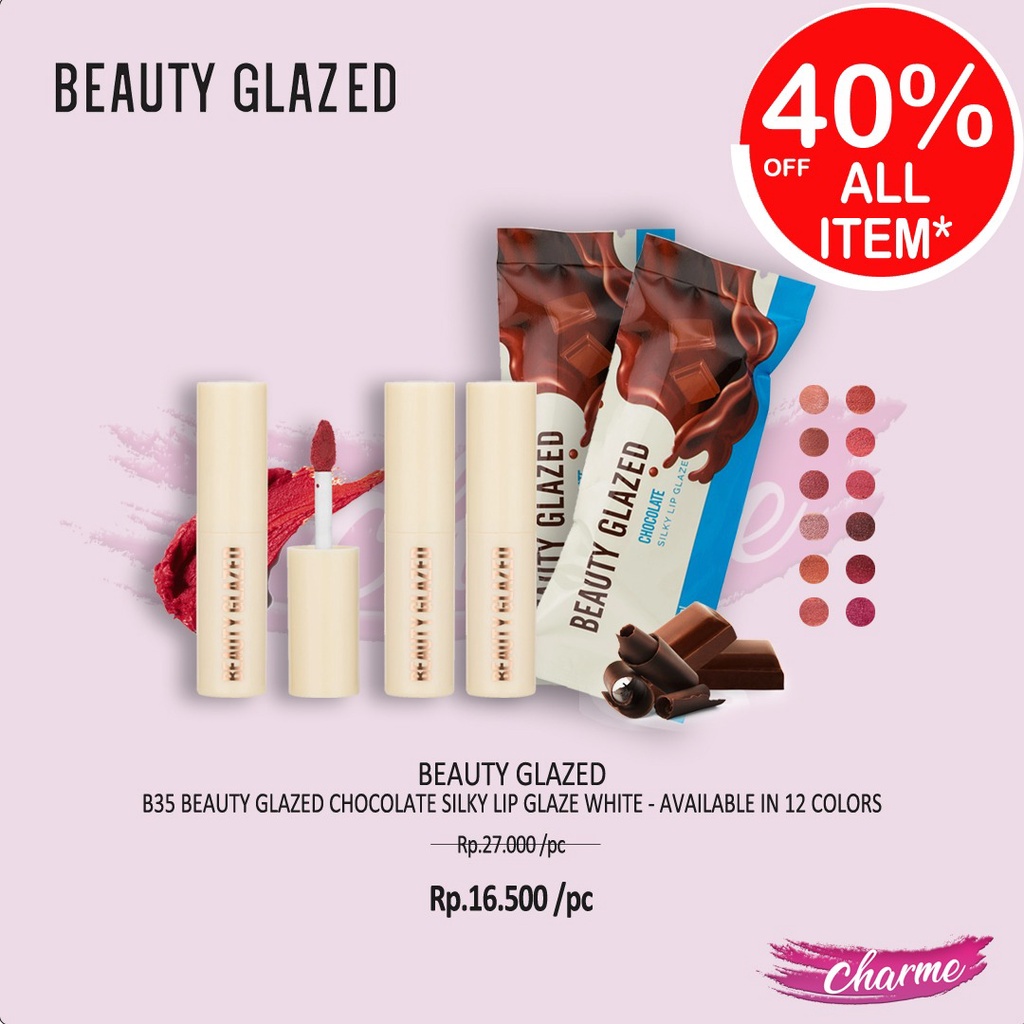 (READY &amp; ORI) Beauty Glazed Chocolate Chipblue coklat Silky Lip Glaze Lipstick 1PCS - BIRU B35 B 35