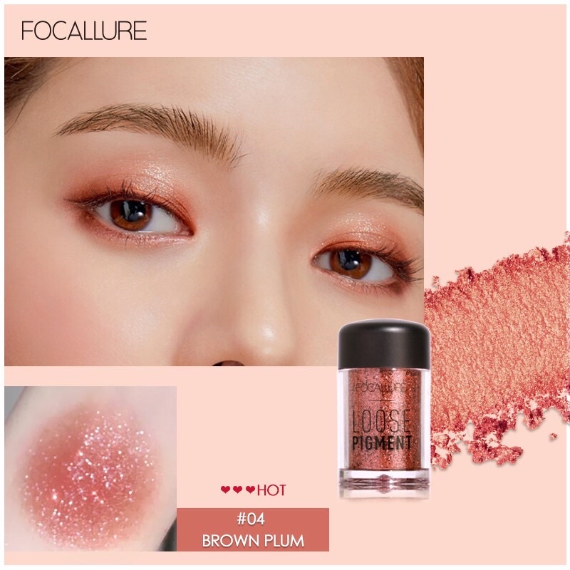 Focallure Glitter Eyeshadow Tabur Loose Powder High Pigmented pigment 8 Color FA37