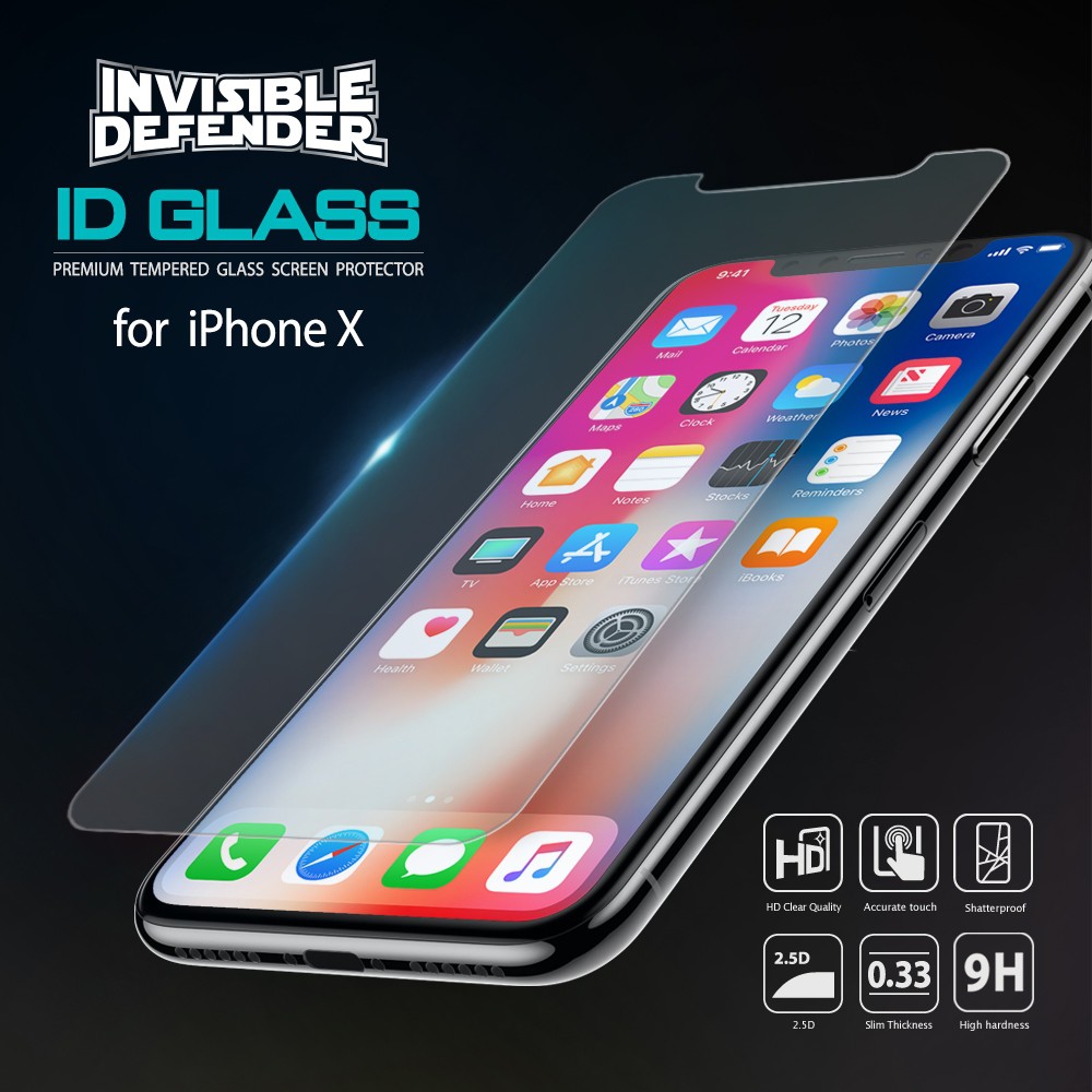 Original Rearth Ringke ID Invisible Defender Tempered Glass 0.33 mm for Iphone X