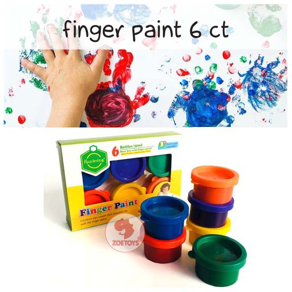 Zoetoys Finger Paint 6 Ct Warna Colors | Perlengkapan Mewarnai Melukis Painting dengan Jari Stamp | Cat Lukis Tangan Non-Toxic | Mudah dihapus | Mainan Edukasi Anak