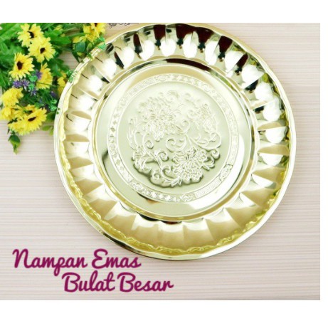 Nampan Bulat Wadah Saji Stainless Ukuran 18 CM  - 30 CM