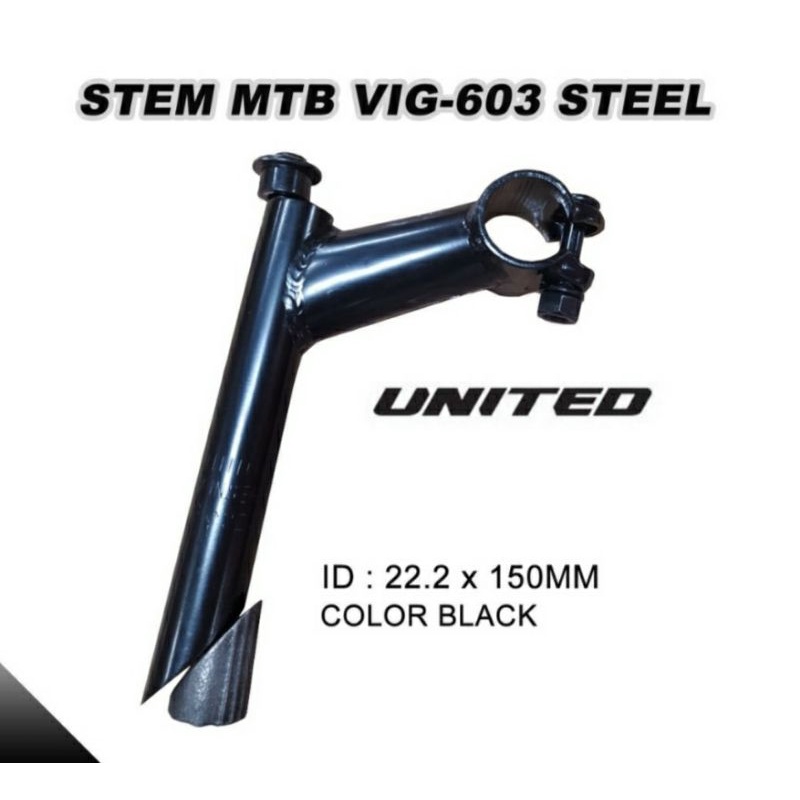 TIANG STANG SEPEDA / STEM MTB 22,2 UNITED BESI HITAM TEBAL TAIWAN