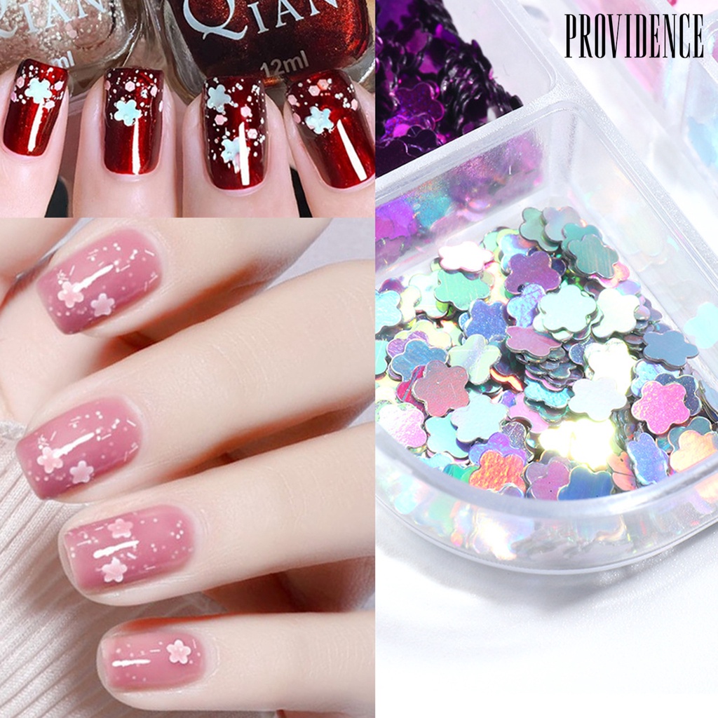 Providence 6Grids/Box Flower Style Nail Flake Reflective Ultra Thin Nail Sequins Summer Glitter Decorations Charms for Manicure