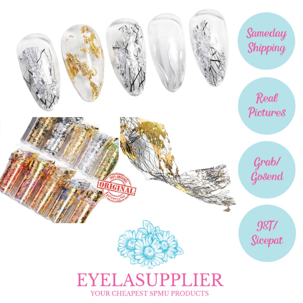 CHIP FOIL NAIL LAYER ACCESORIES STICKER STIKER Glamour Alumunium Polish Glitter Aksesoris Decorative