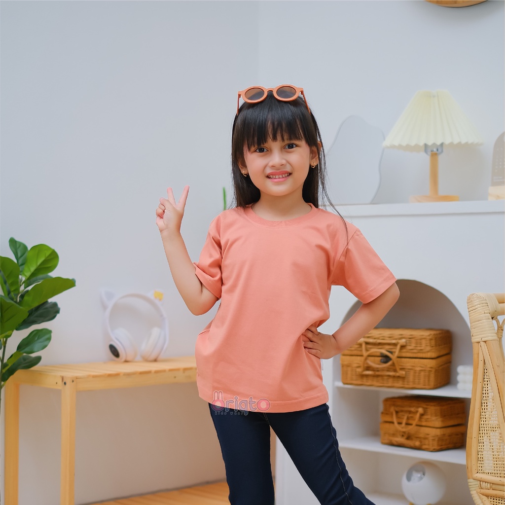 Kaos Anak Polos Terakota Peach 1 sampai 7 tahun by Oriqto