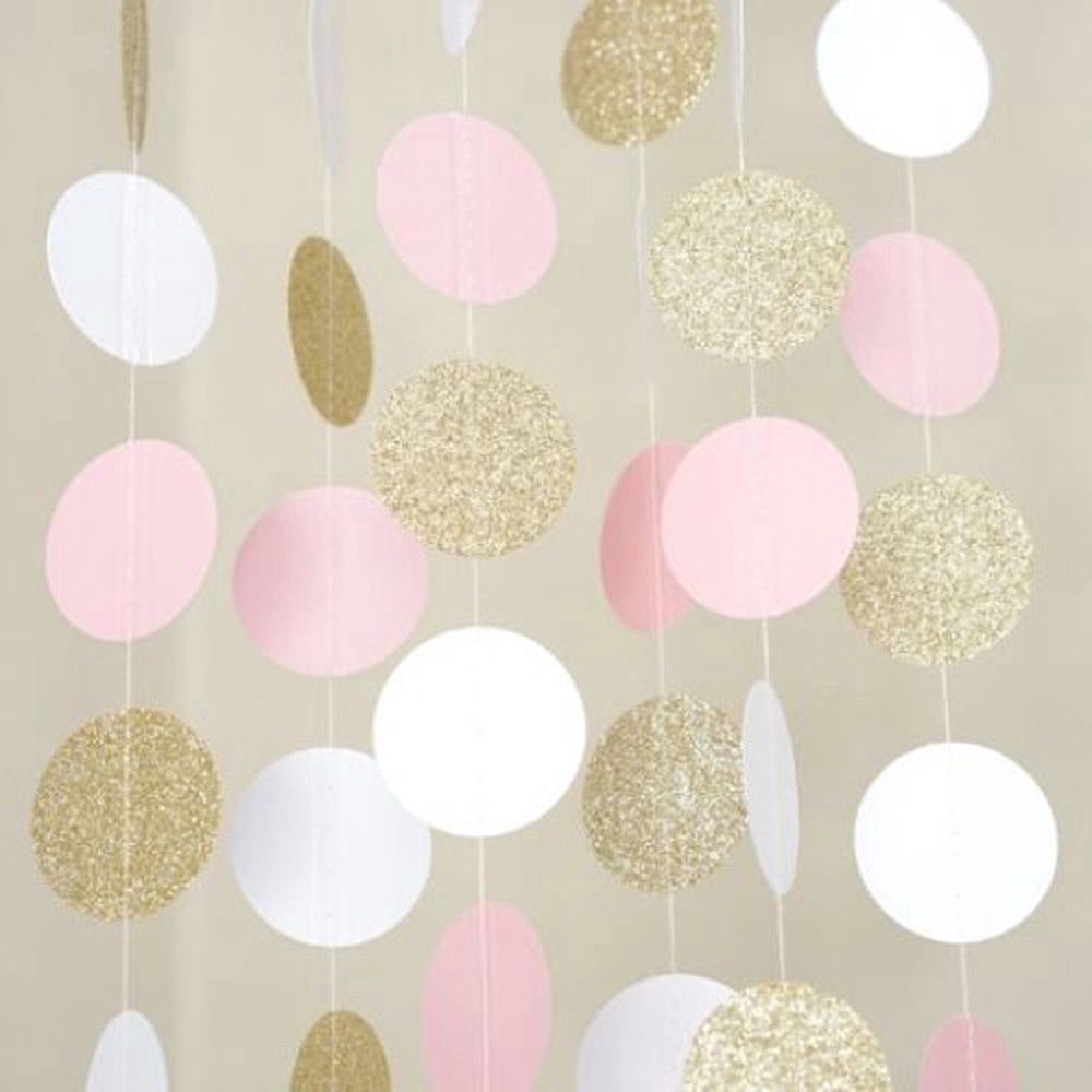 Banner Garland Bunting Desain Glitter Polka Dot untuk Dekorasi Pesta Pernikahan