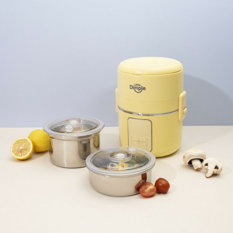 Portable Cooker EC - 828 Little Dimple Lunch Box mini mpasi anak bayi rice cooker portable compact pastel colour mint baby blue yellow pink electric cooker mini portable compact