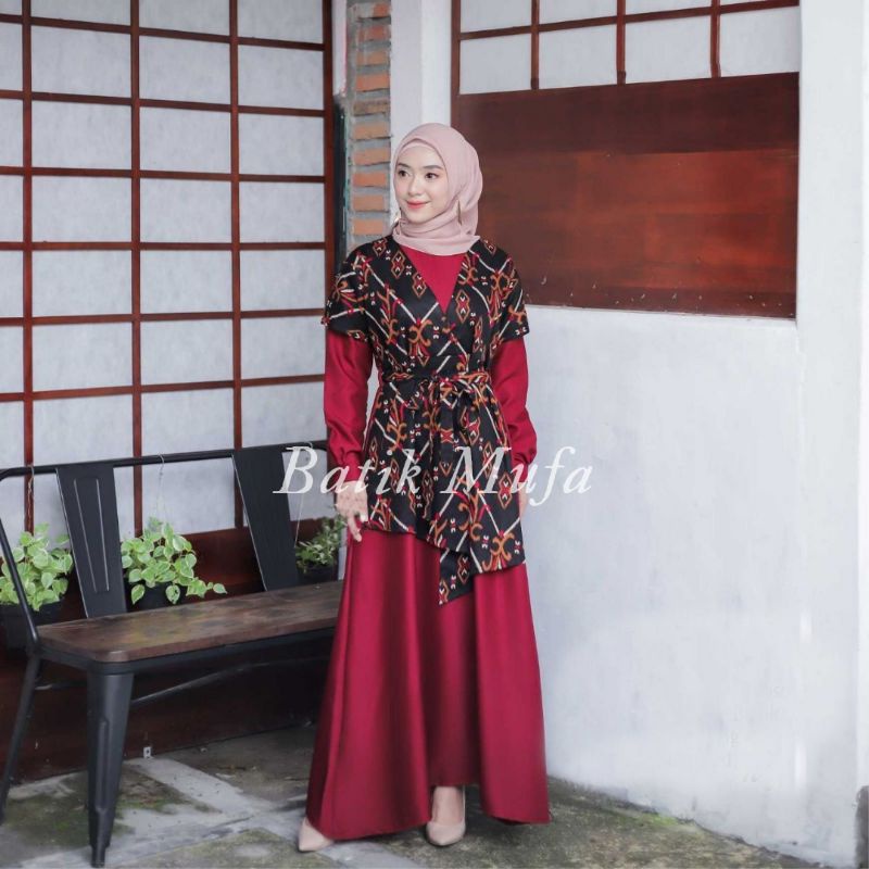 Batik couple gamis JESNA GOWN Gamis kekinian Outfit kondangan baju kondangan baju lebaran terbaru 2022