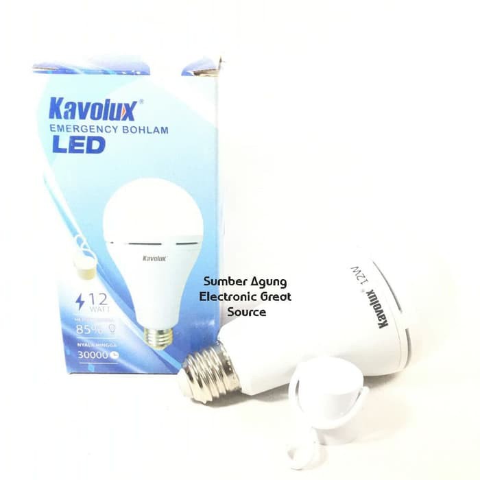 Kavolux Bohlam LED Emergency 12W Nyala saat Mati Lampu Baterai Awet